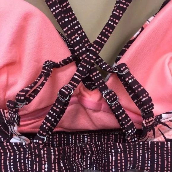 Title Nine Womens Bra Bathing Suit Top New With Tags Floral Pink Tropic - Picture 4 of 4